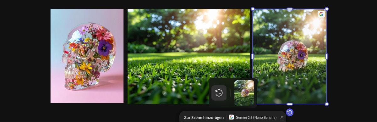 Mit der Voreinstellung „Zur Szene hinzufügen mit Gemini 2.5 Flash Image“ generiertes Bild.