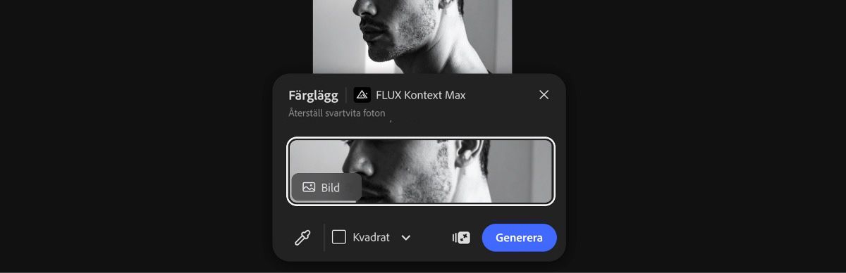 Välj en bild från arbetsytan för att tillämpa Färglägg med FLUX Kontext Max-förinställningen.