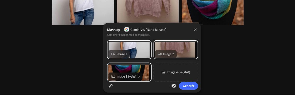 Vælg billede fra lærredet for at anvende Mashup by Gemini 2.5 Flash Image-forudindstillingen
