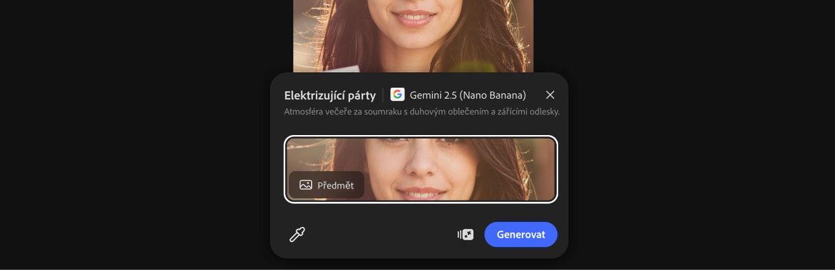 Vyberte obrázek z plátna pro aplikaci předvolby Elektrická párty pomocí Gemini 2.5 Flash Image.