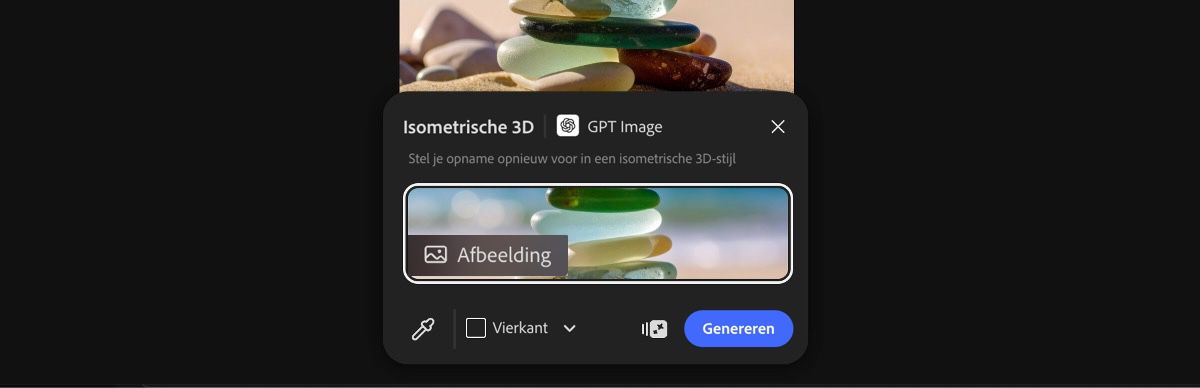 Selecteer een afbeelding van het canvas om de voorinstelling Isometric 3D by GPT Image toe te passen.