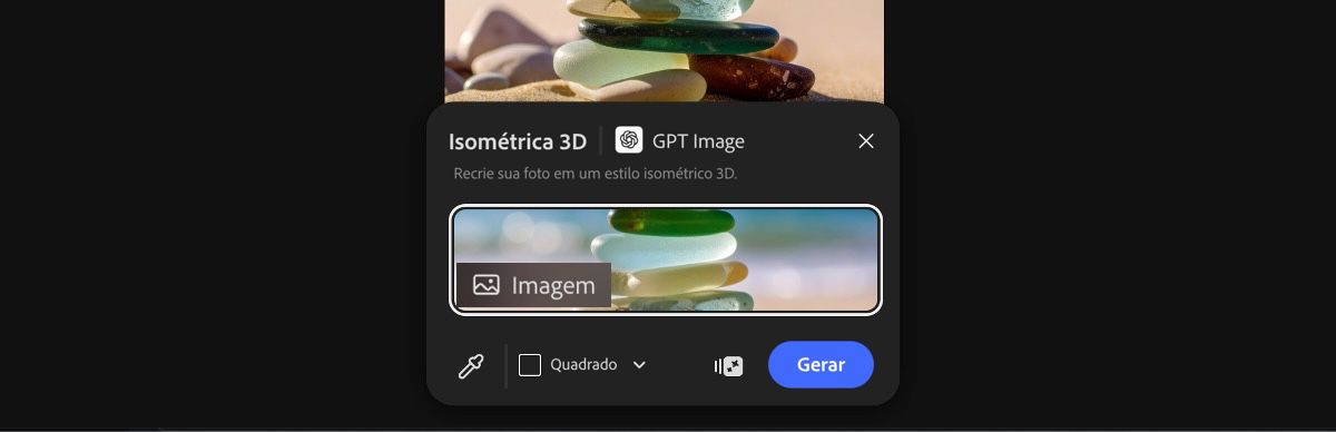 Selecione uma imagem da tela para aplicar a predefinição 3D isométrico by GPT Image.
