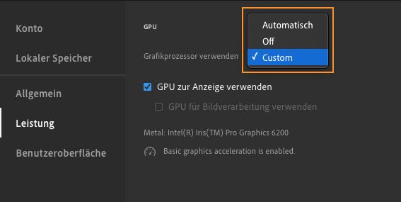 Grafikprozessor verwenden