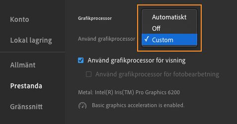 Använd grafikprocessor