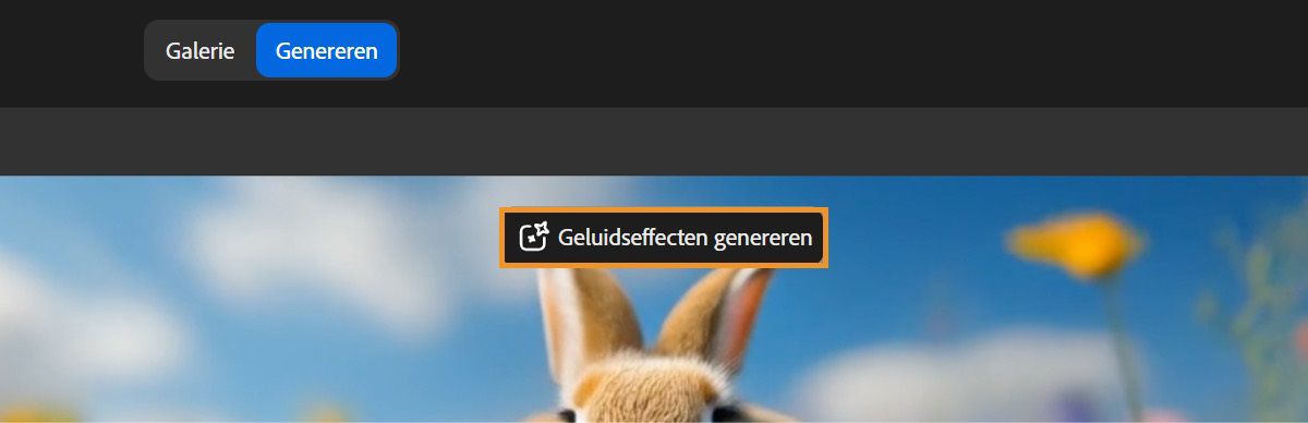 De gegenereerde video bevindt zich in de voorvertoningmodus, en wanneer je er met de muis overheen beweegt, wordt de optie Geluidseffecten genereren actief. Deze optie is gemarkeerd om aan te geven dat de video kan worden gebruikt op de pagina Geluidseffecten genereren om geluidseffecten toe te voegen.