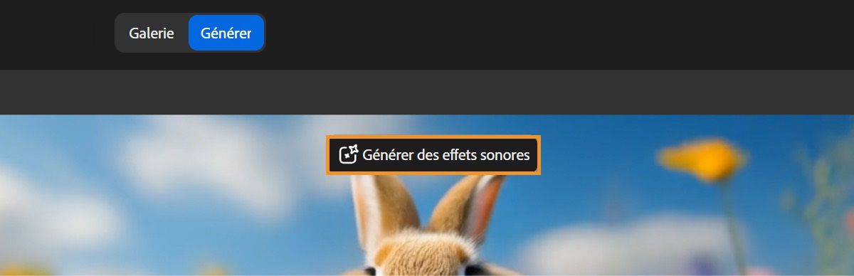 La vidéo générée est en mode d’aperçu et lorsque vous pointez dessus, l’option Générer des effets sonores devient active. Cette option est mise en évidence pour indiquer que la vidéo peut être utilisée sur la page Générer des effets sonores pour ajouter des effets sonores.