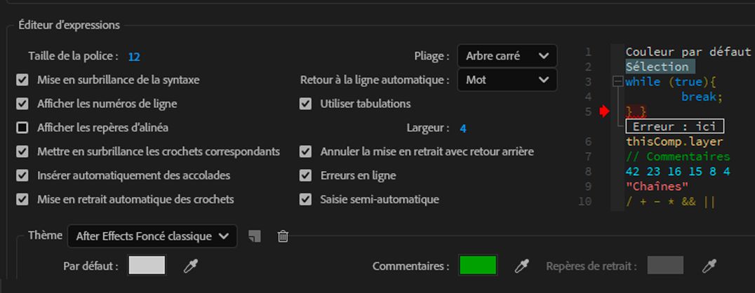 Modification des préférences
