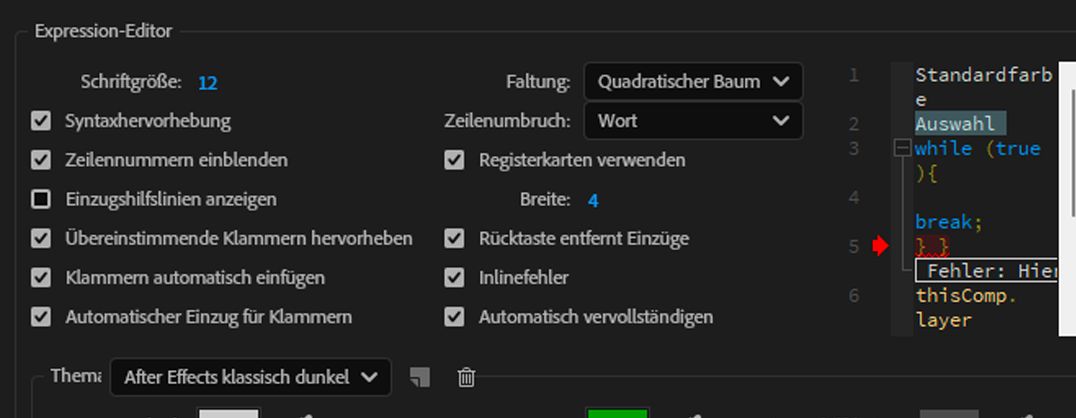 Voreinstellungen bearbeiten