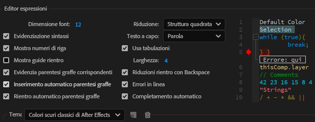 Modificare le preferenze