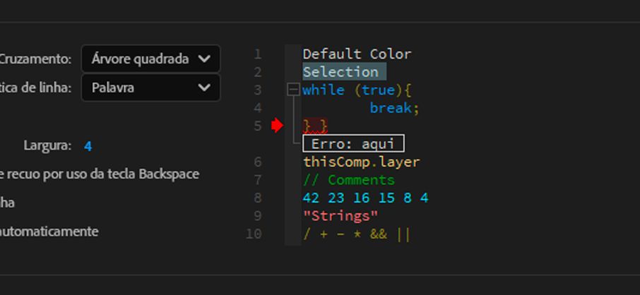 Caixa de visualização de código