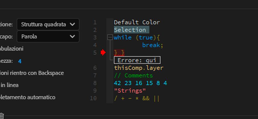 Casella di anteprima del codice
