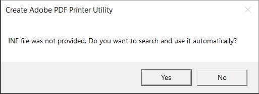Create PDF Printer segédprogram promptja