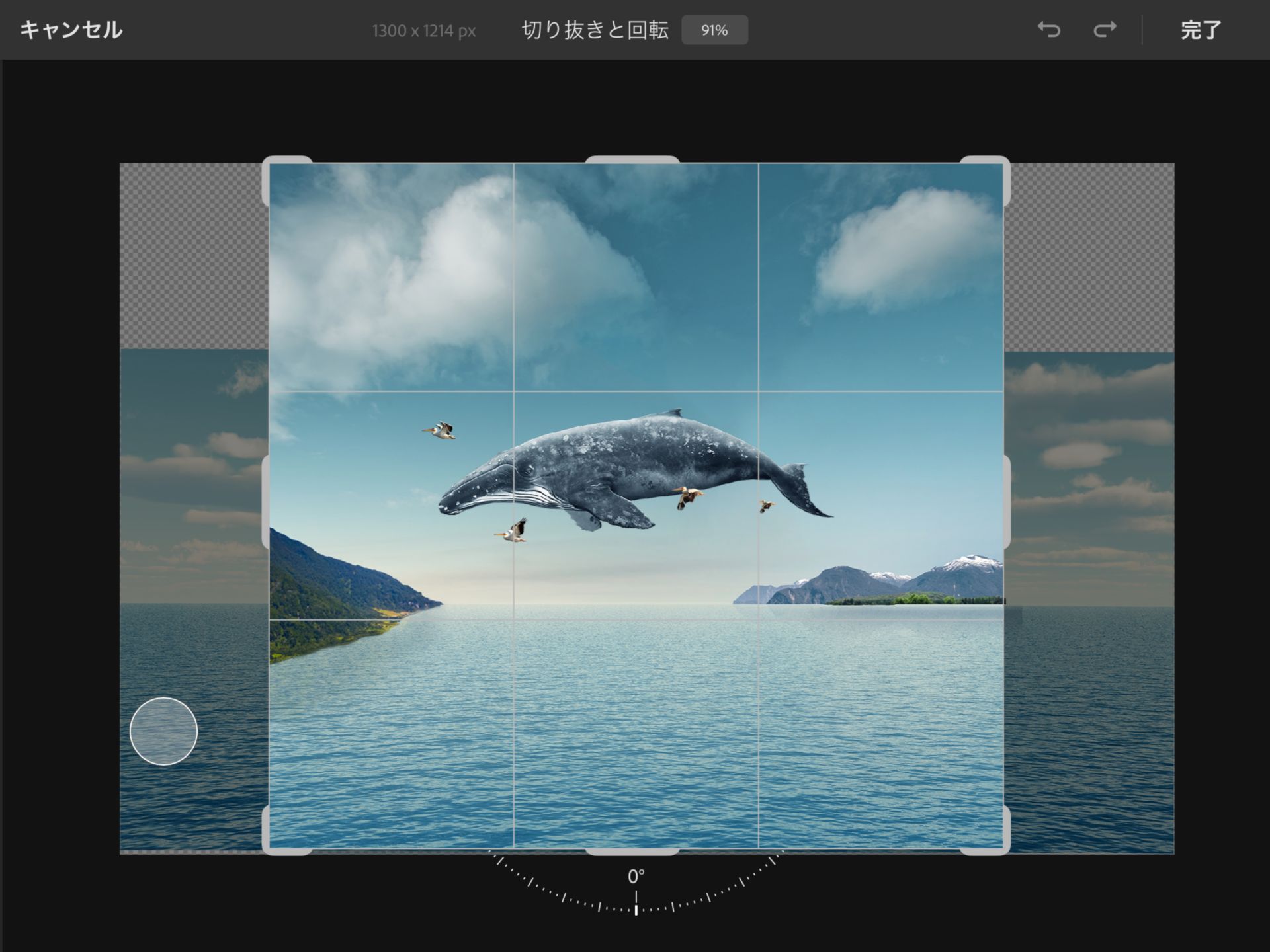Photoshop モバイル版を使用して写真を切り抜いて回転