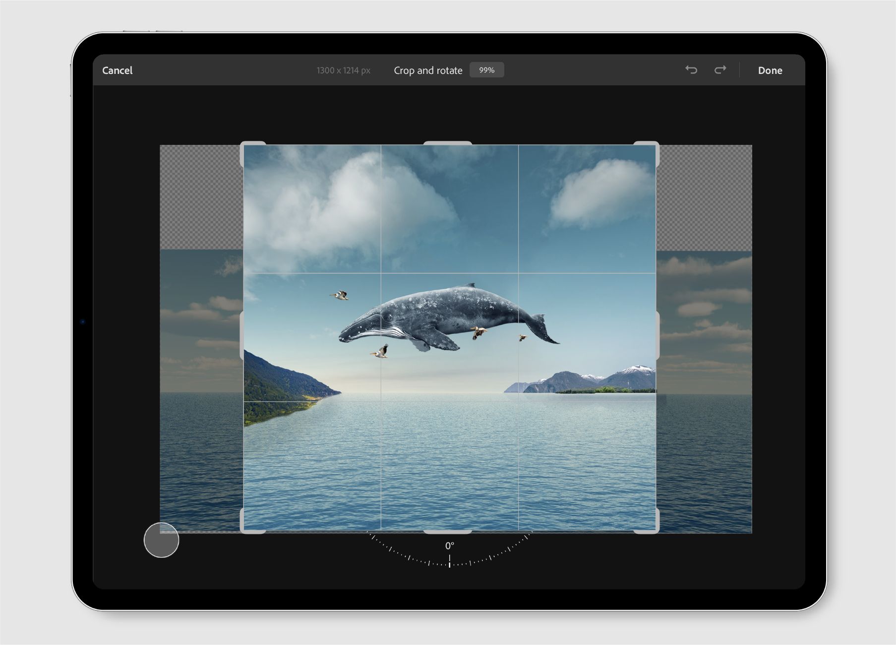 Обрезка и поворот в Photoshop на iPad