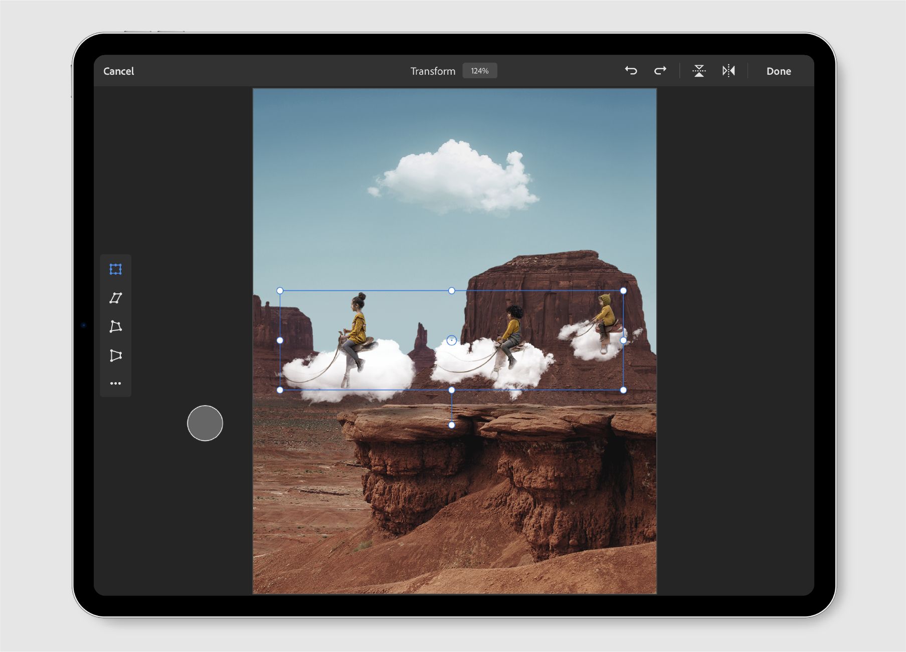 Применяйте трансформирование при работе с Photoshop на iPad.