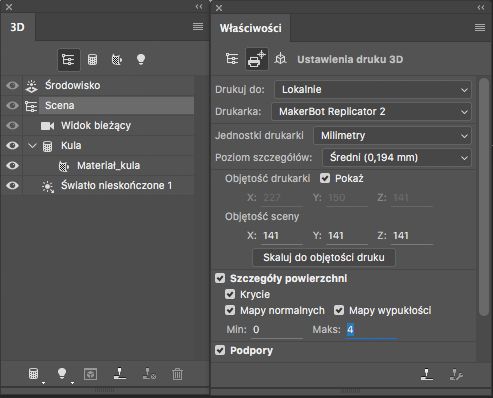 Ustawienia druku 3D w programie Photoshop