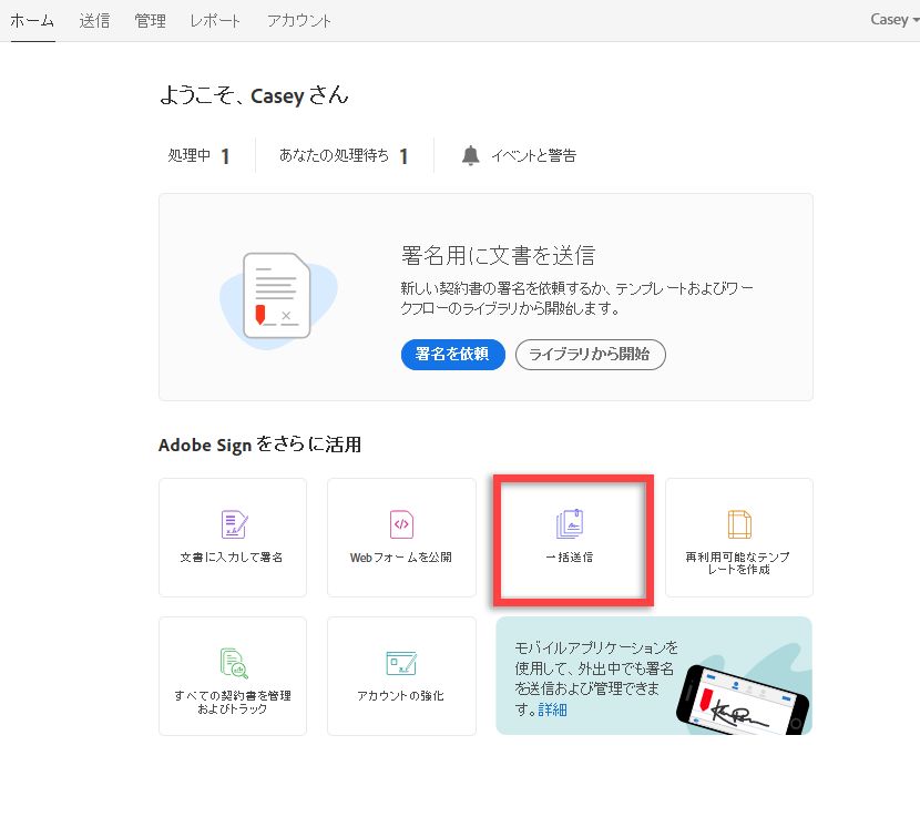 ホームページから Mega サインを送信