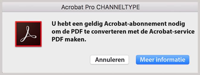 Acrobat-lidmaatschap vereist voor converteren naar PDF