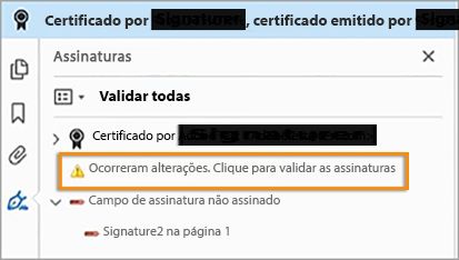 Validar alterações em um PDF certificado
