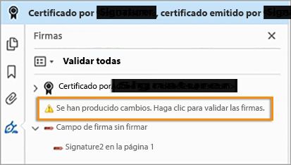 Validación de cambios en un archivo PDF certificado