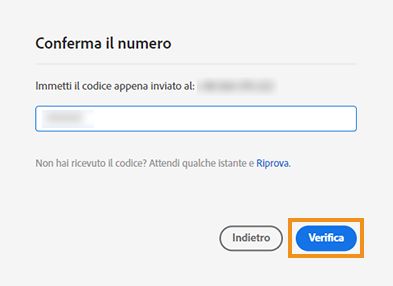 Immetti il codice di verifica