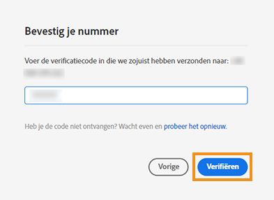 Verificatiecode invoeren