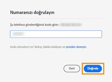 Doğrulama kodunu girme