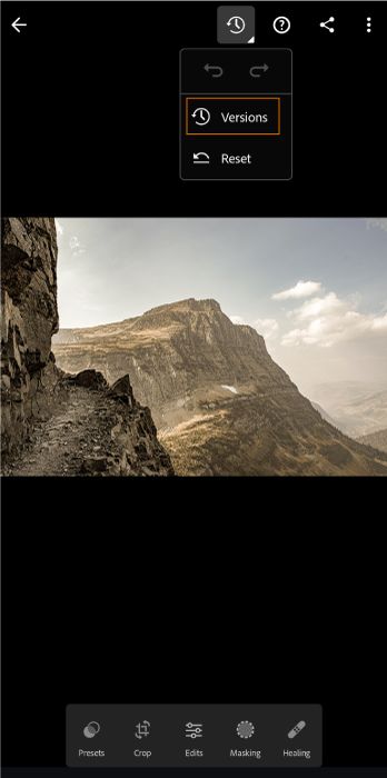 Mag click sa icon ng bersyon upang lumipat sa nakaraang bersyon