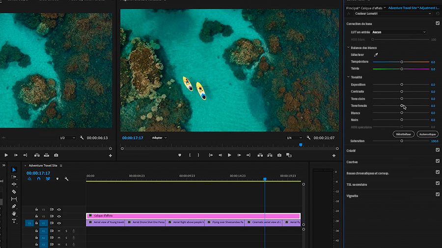 Ajustez l’étalonnage des couleurs de votre séquence Adobe Stock dans Premiere Pro.