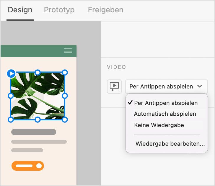 Per Antippen abspielen – Designmodus