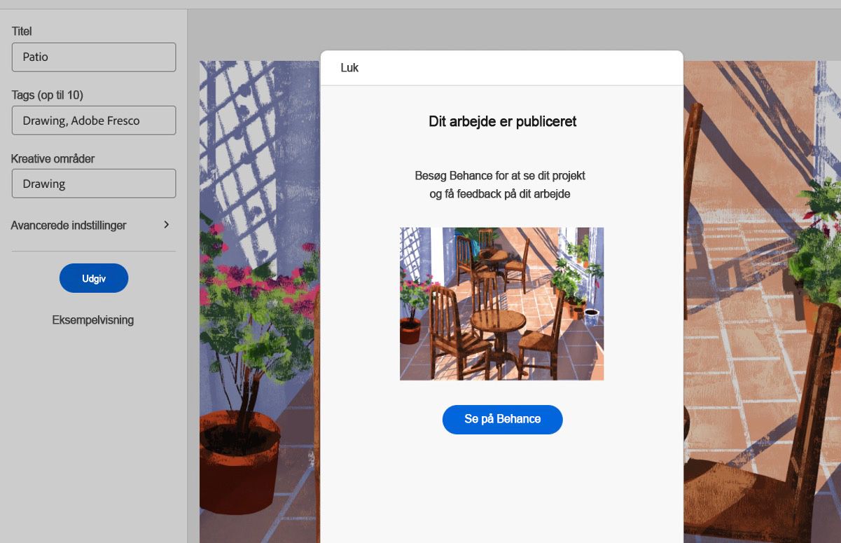 Projekteditor > Se på Behance