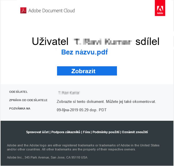 Odkaz přijatý v e-mailu