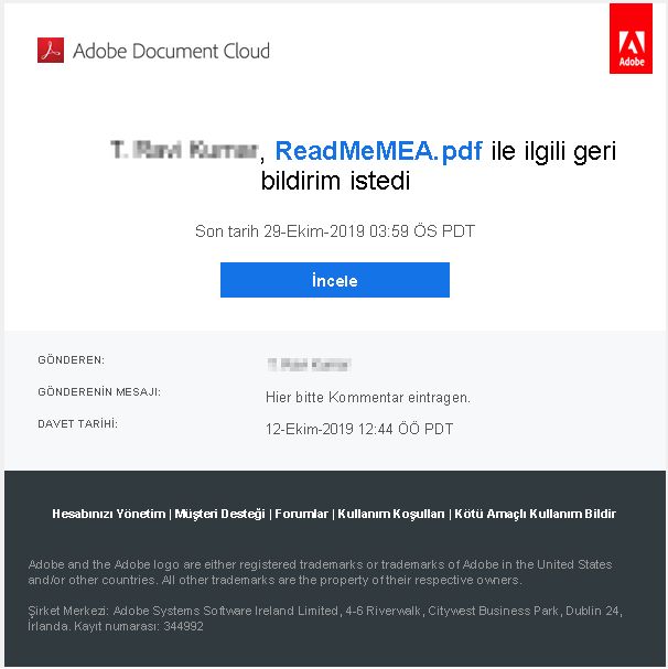 E-postada alınan bağlantı