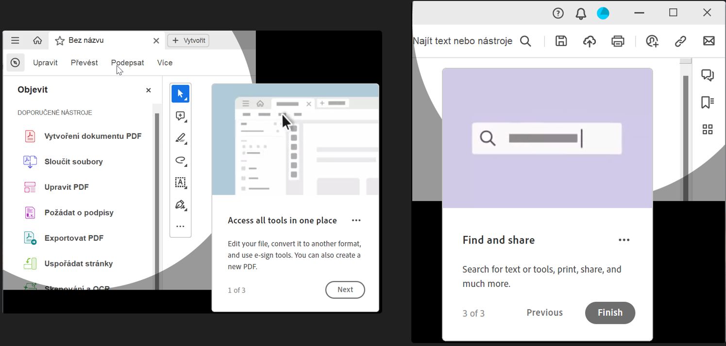 Uvítací prohlídka prohlížeče
