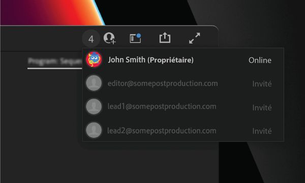 Vous pouvez afficher la liste des collaborateurs et collaboratrices, et des personnes qui travaillent sur le même projet d’équipe que vous.