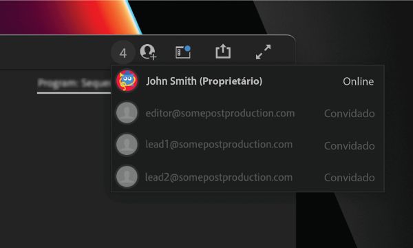 É possível exibir uma lista de colaboradores e quem mais está trabalhando no mesmo projeto de equipe que você.