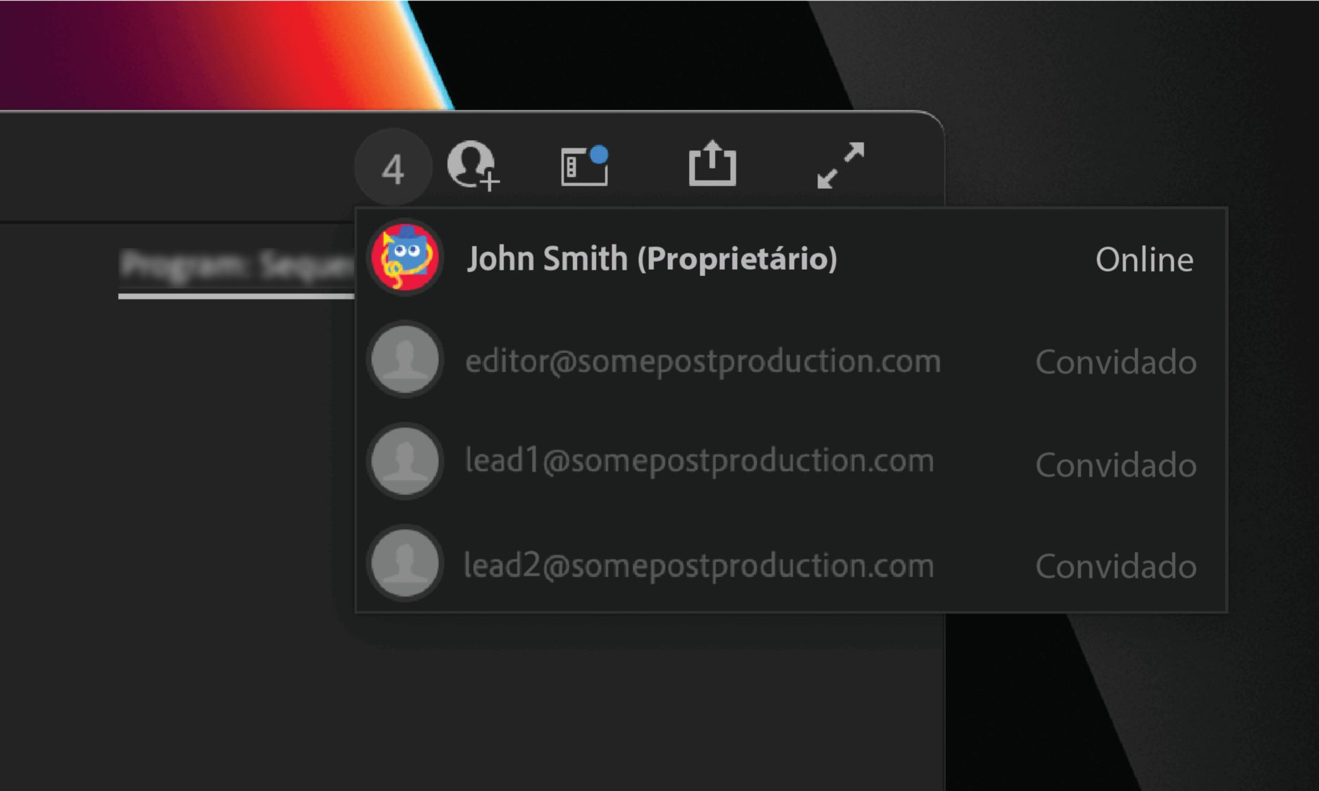 É possível exibir uma lista de colaboradores e quem mais está trabalhando no mesmo projeto de equipe que você.