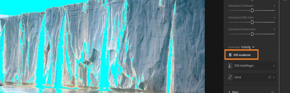 HDR-instellingen visualiseren in Lightroom desktop