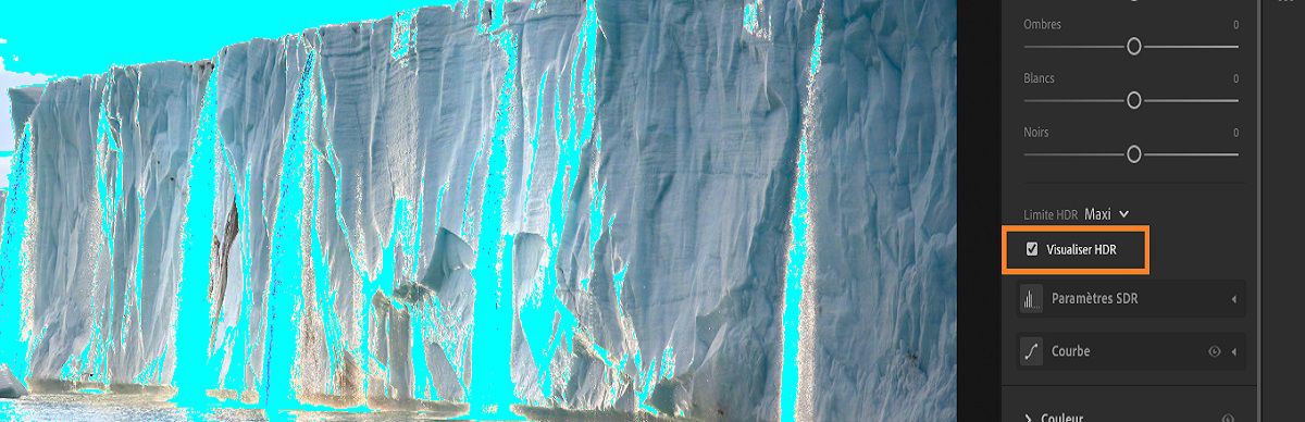 visualisation des paramètres HDR dans Lightroom pour poste de travail