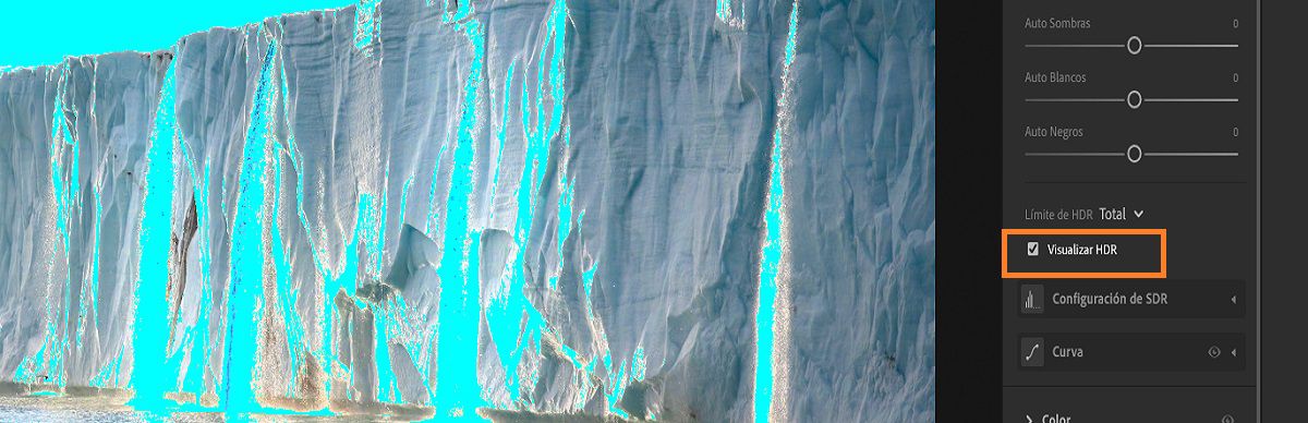 visualizar la configuración de HDR en Lightroom para equipos de escritorio