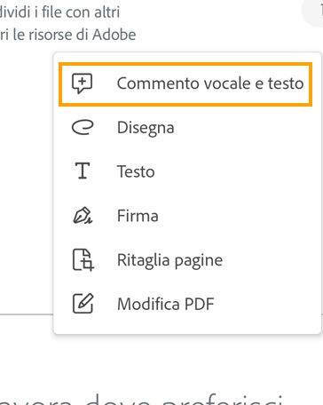 Registra la tua voce e inviala come commento sull’app Acrobat Reader.
