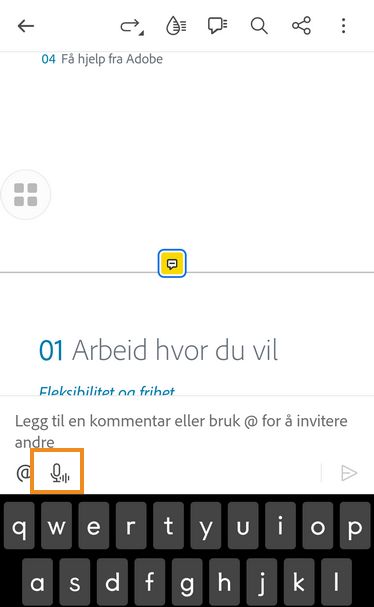 Velg opptaksikonet for å registrere en talemelding.