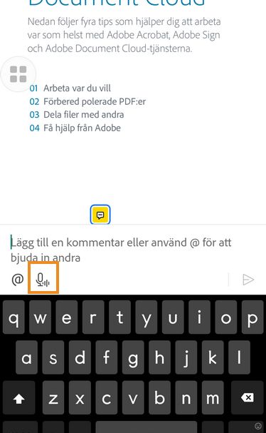 Tryck på inspelningsikonen för att spela in ett röstmeddelande.