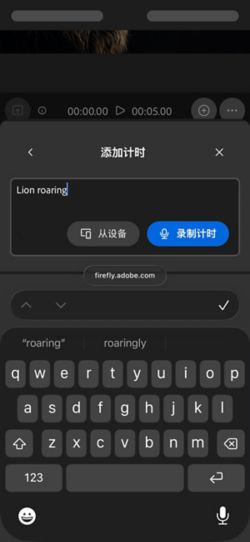 在“与视频同步的音效”模式下，提示栏中会提供相关选项，让您可以从设备上传音频文件或直接在 Web 应用程序中录制音频。