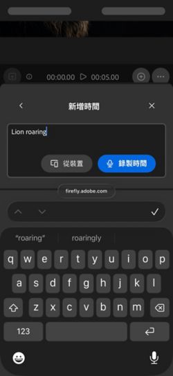 「安排影片的音效時間」具有文字提示，提供的選項包括從裝置上傳音訊檔案，或直接在網頁應用程式錄製。