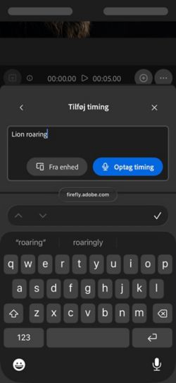 Timet lyd med din video har et tekstprompt med mulighed for at uploade en lydfil fra enheden eller optage den direkte i webappen.