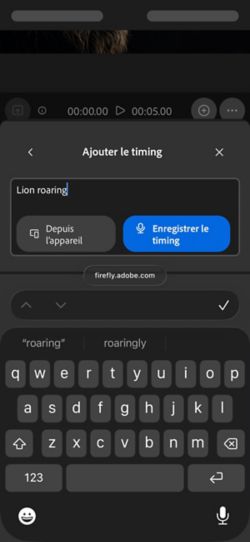 L’option Son minuté avec votre vidéo comporte un prompt textuel avec les options pour charger un fichier audio depuis l’appareil ou pour l’enregistrer directement sur l’appli web.