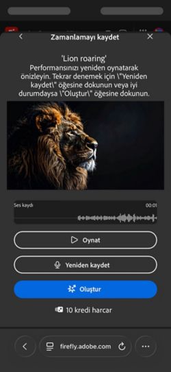 Zamanlamayı kaydet ekranında yüklenen video, metin istemi ve ses efektlerini inceleme, kaydetme veya oluşturma seçenekleri görüntülenir.