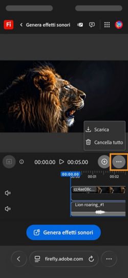 L'opzione Scarica è evidenziata e consente di scaricare la clip audio o video composta.