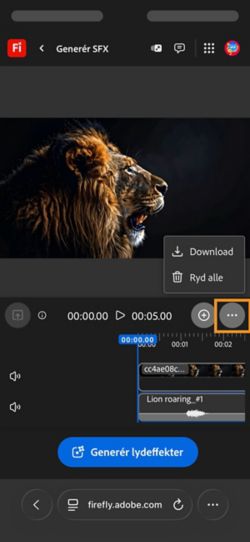 Download-indstillingen er fremhævet, så du kan downloade det komponerede lyd- eller videoklip.